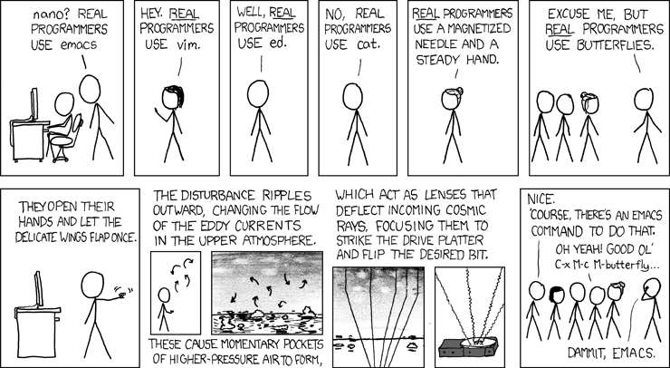 XCKD comic about using different text editors to code