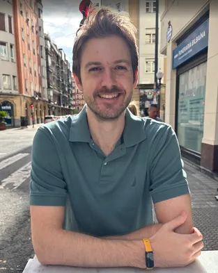 Photo of me grabbing breakfast in Bilbao, Spain